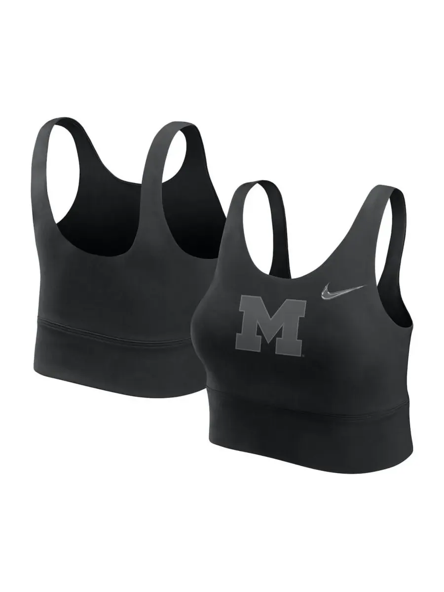 Nike Женский черный спортивный бюстгальтер Michigan Wolverines Performance Longline