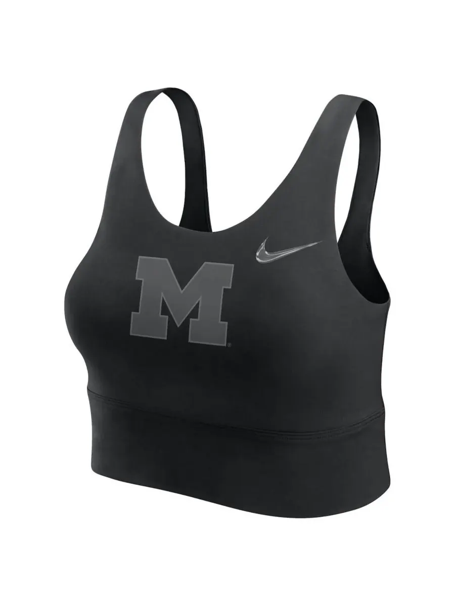 Nike Женский черный спортивный бюстгальтер Michigan Wolverines Performance Longline — изображение 3 из 3