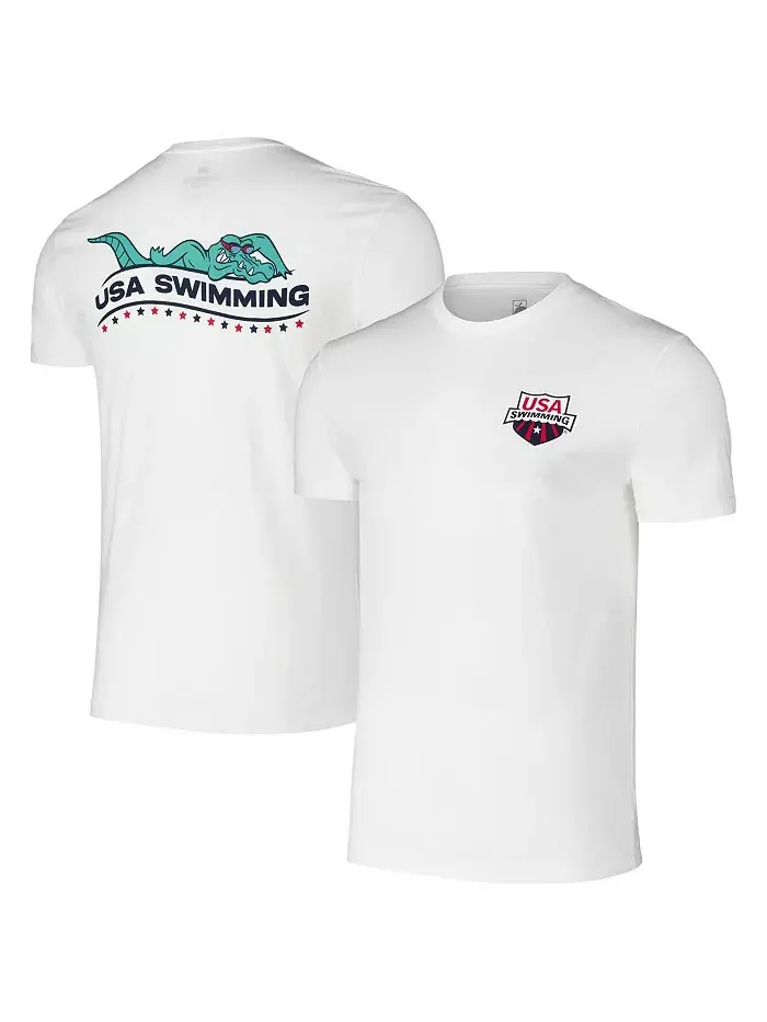 Мужская и женская белая футболка USA Swimming Later Gator Flomotion