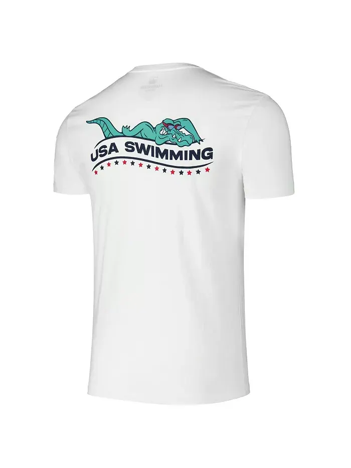 Мужская и женская белая футболка USA Swimming Later Gator Flomotion — изображение 3 из 3
