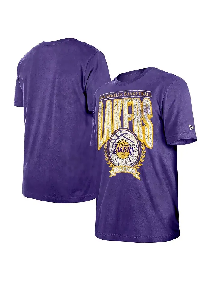 Мужская фиолетовая футболка Los Angeles Lakers Hardwood Classics оверсайз с эффектом минеральной