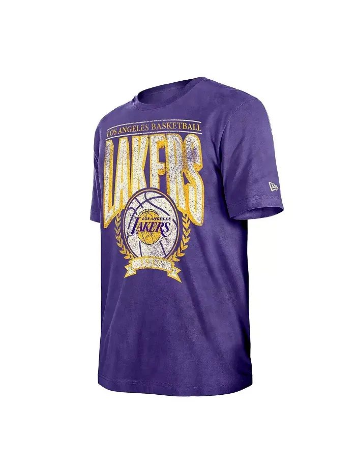 Мужская фиолетовая футболка Los Angeles Lakers Hardwood Classics оверсайз с эффектом минеральной — изображение 3 из 3
