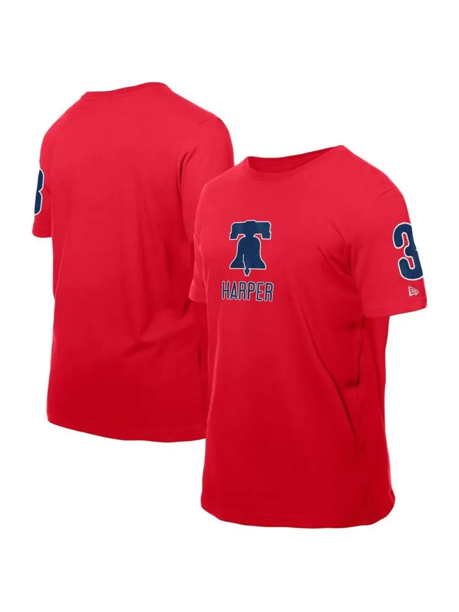 New Era Мужская красная футболка Bryce Harper с логотипом Philadelphia Phillies и номером игрока