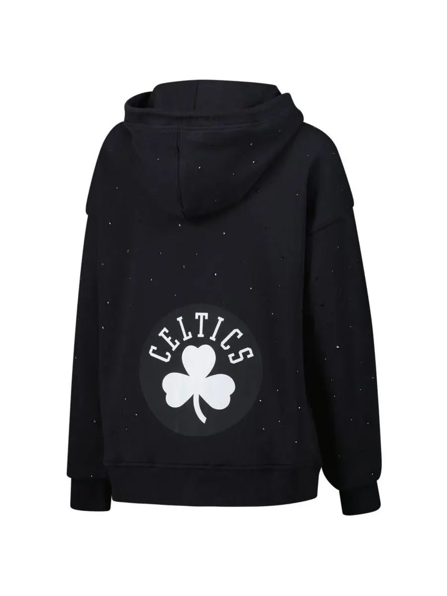 Terez Женская черная толстовка на молнии Boston Celtics Oversized Allover Gemstone Full-Zip Hoodie — изображение 2 из 4
