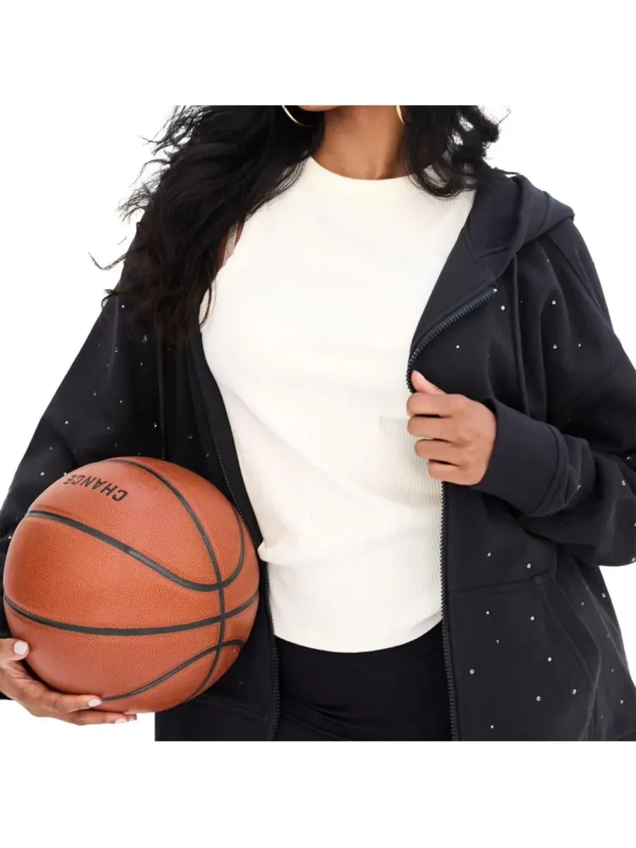 Terez Женская черная толстовка на молнии Boston Celtics Oversized Allover Gemstone Full-Zip Hoodie — изображение 3 из 4