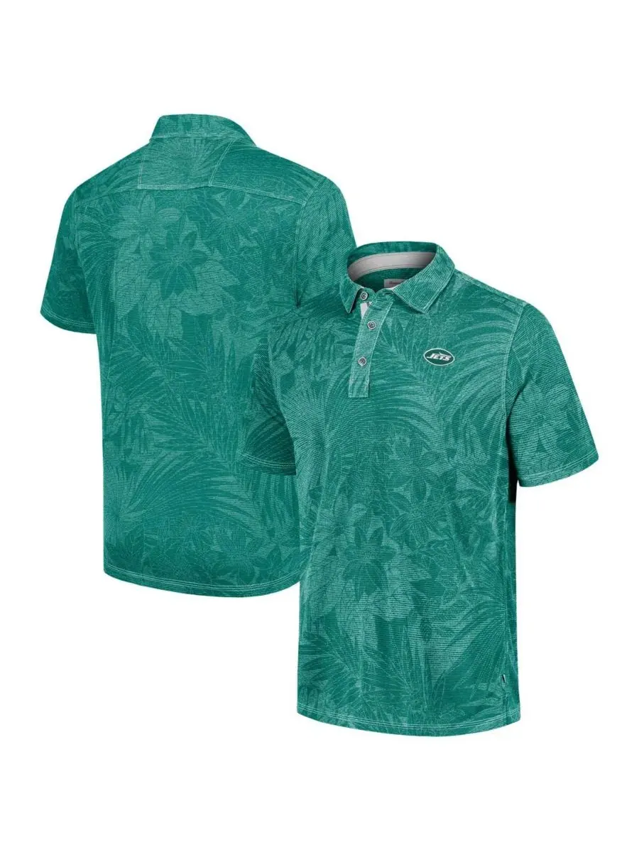 Tommy Bahama Мужская зеленая спортивная рубашка-поло New York Jets Sport Santiago Paradise