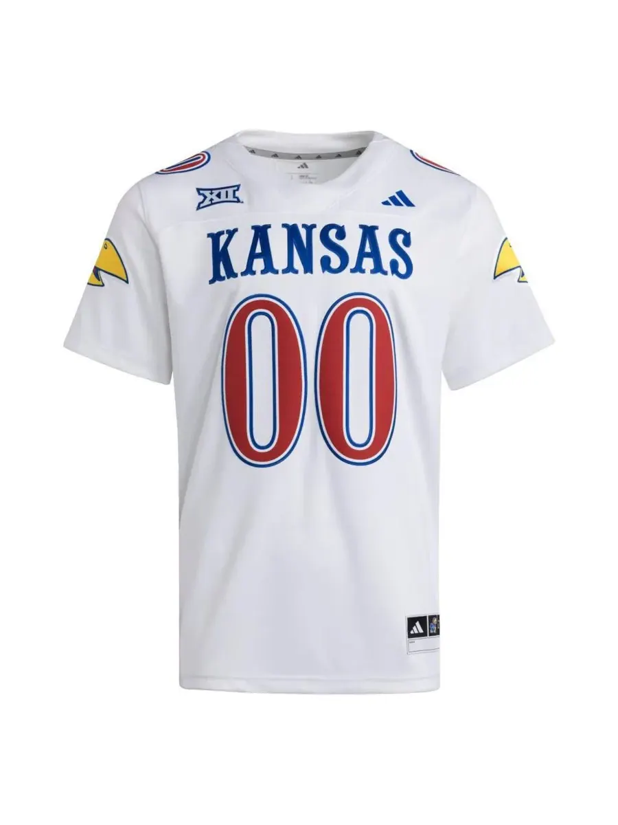 Adidas Мужская белая футболка Kansas Jayhawks Premier Strategy (00) — изображение 2 из 3, белый