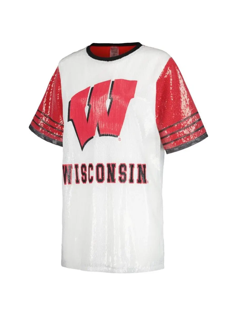 Платье-джерси с блестками Wisconsin Badgers Gameday Couture — изображение 2 из 3, белый