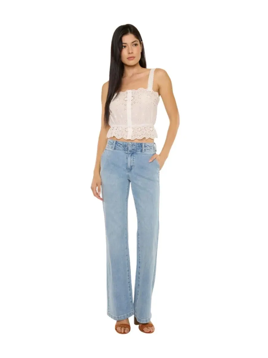 Джинсы клеш с высокой посадкой Islan High Rise Wide Flare KanCan, Medium Light Wash