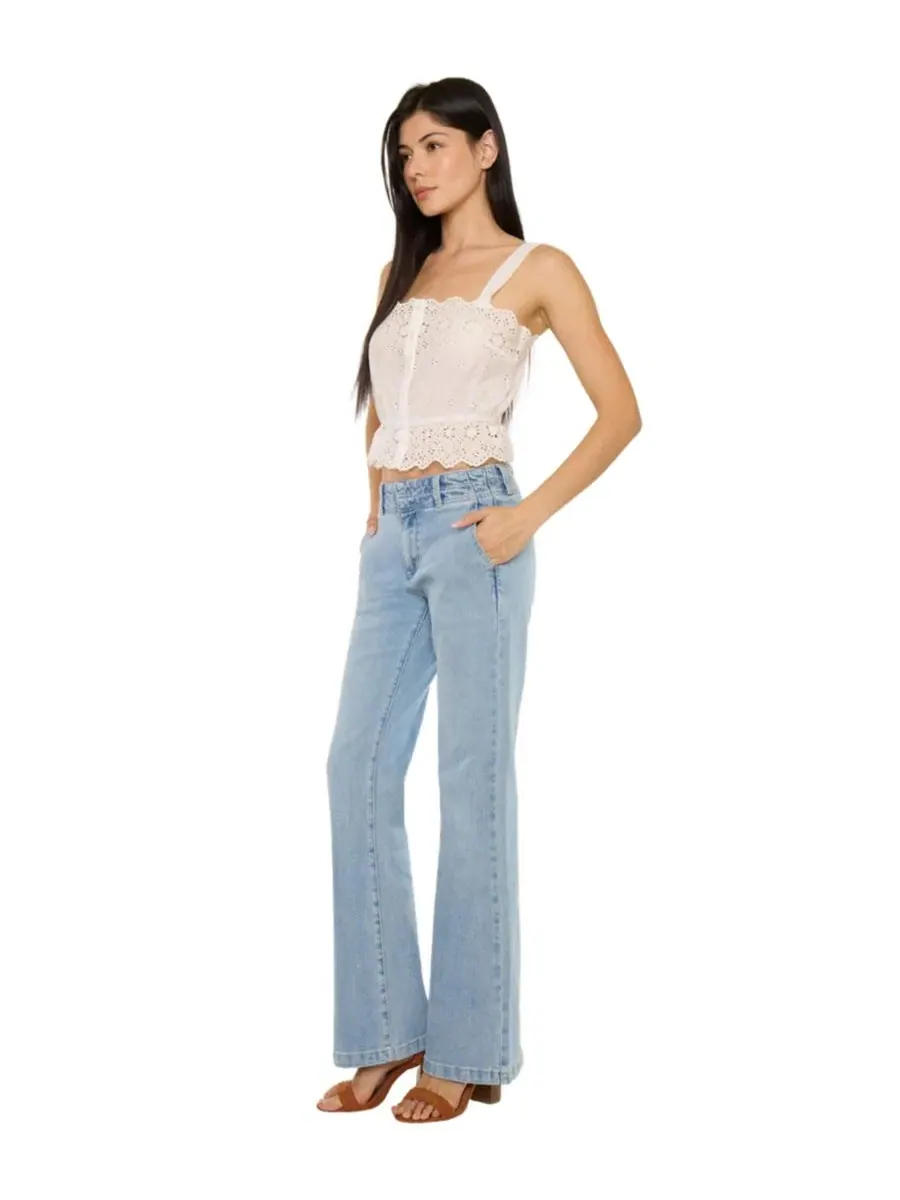 Джинсы клеш с высокой посадкой Islan High Rise Wide Flare KanCan, Medium Light Wash — изображение 6 из 8
