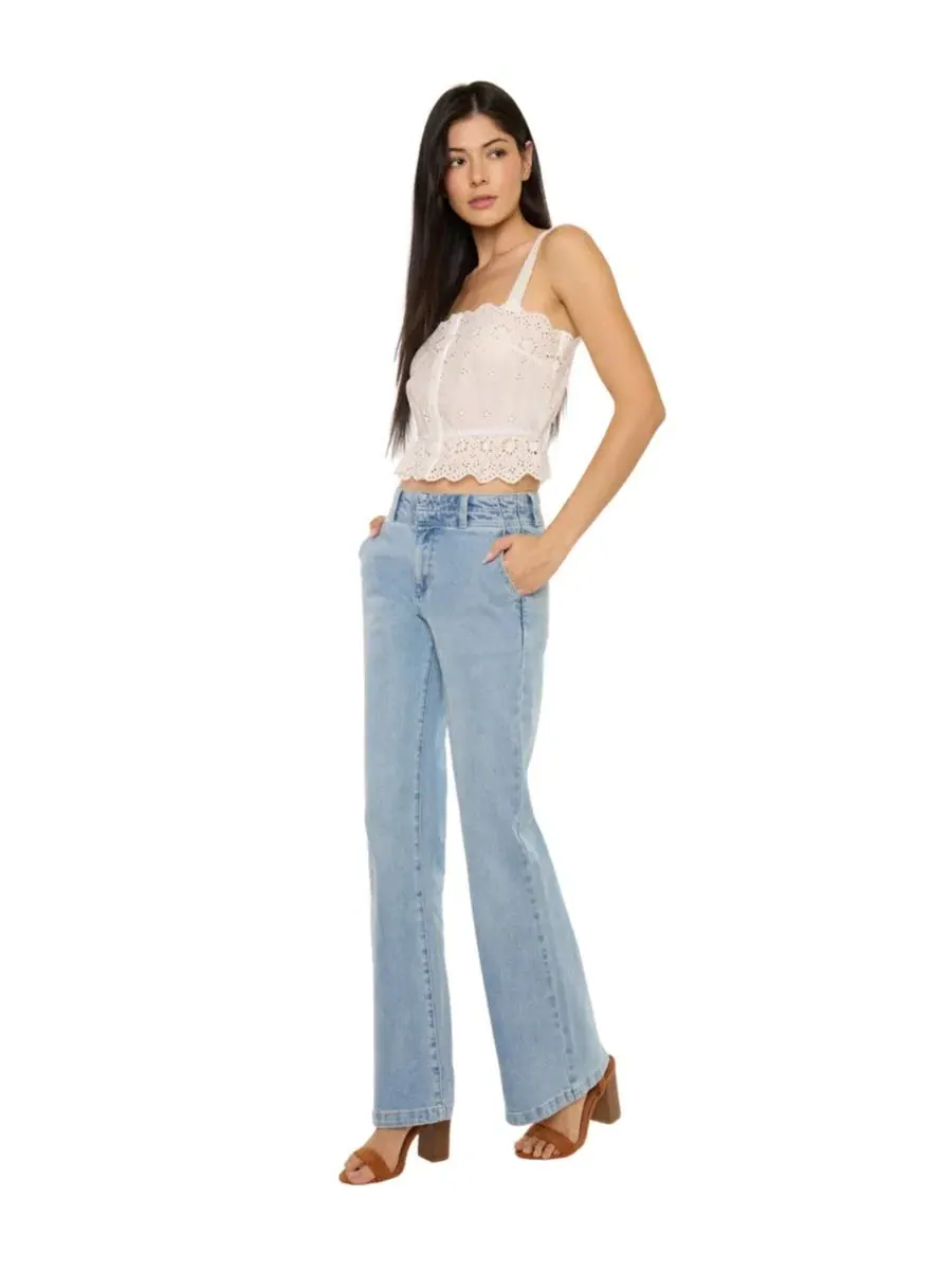 Джинсы клеш с высокой посадкой Islan High Rise Wide Flare KanCan, Medium Light Wash — изображение 7 из 8