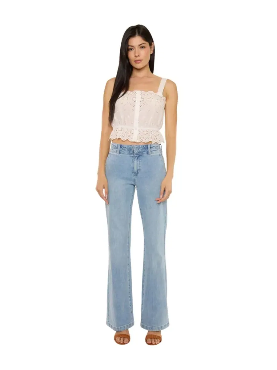 Джинсы клеш с высокой посадкой Islan High Rise Wide Flare KanCan, Medium Light Wash — изображение 8 из 8