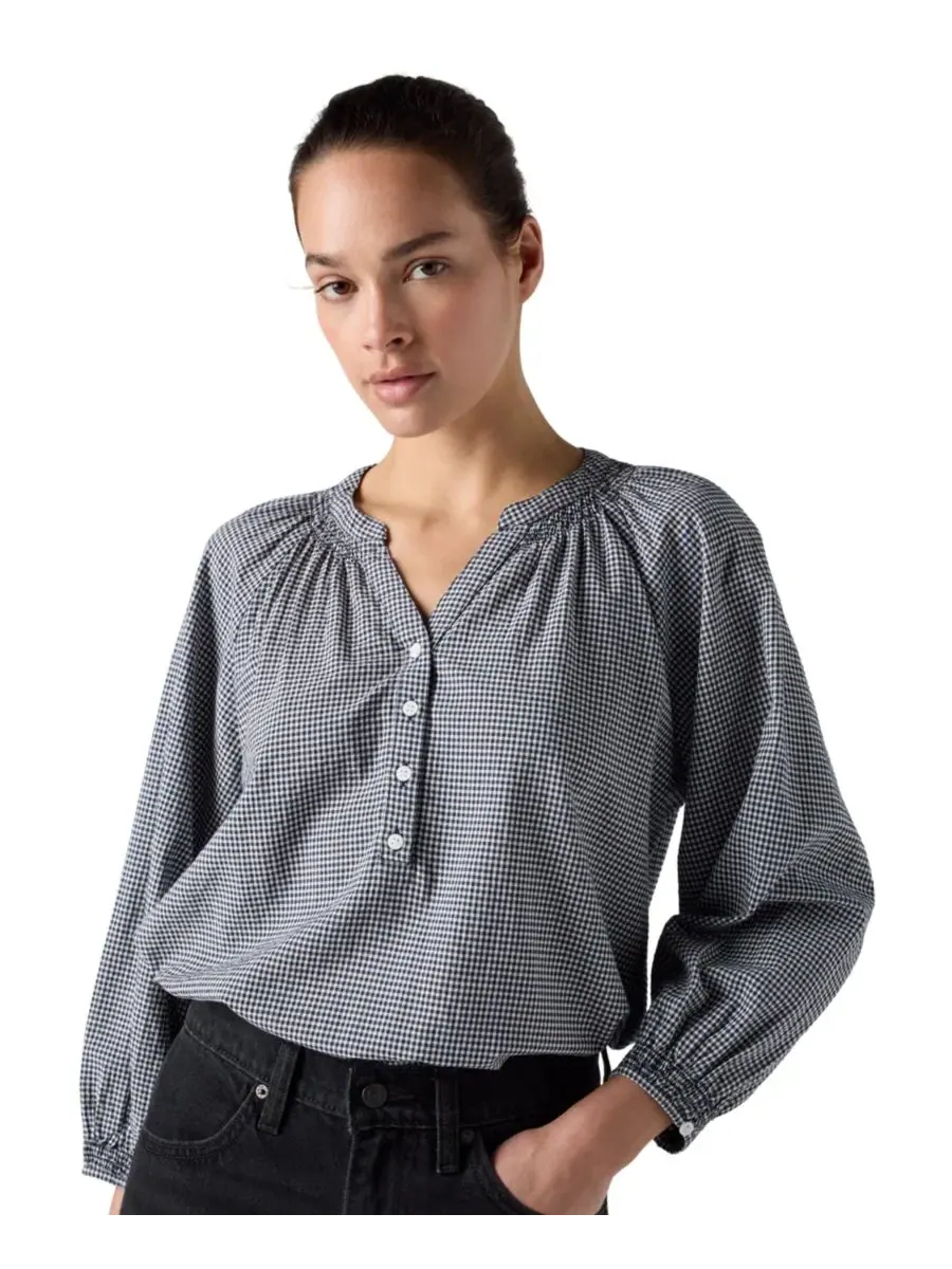 Блуза свободного кроя Reverie Split Neck Levi's, Ceicil Even Micro Check Peacoat