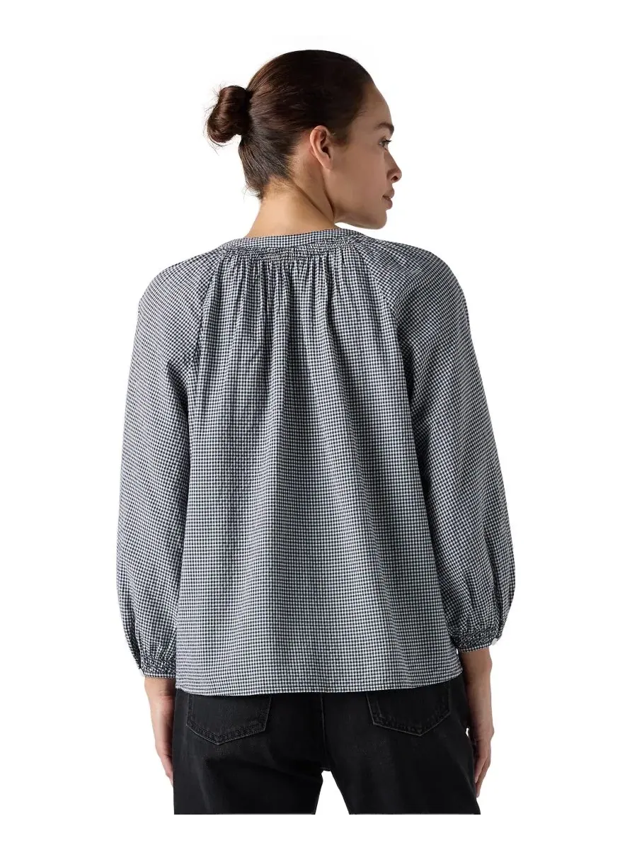 Блуза свободного кроя Reverie Split Neck Levi's, Ceicil Even Micro Check Peacoat — 4