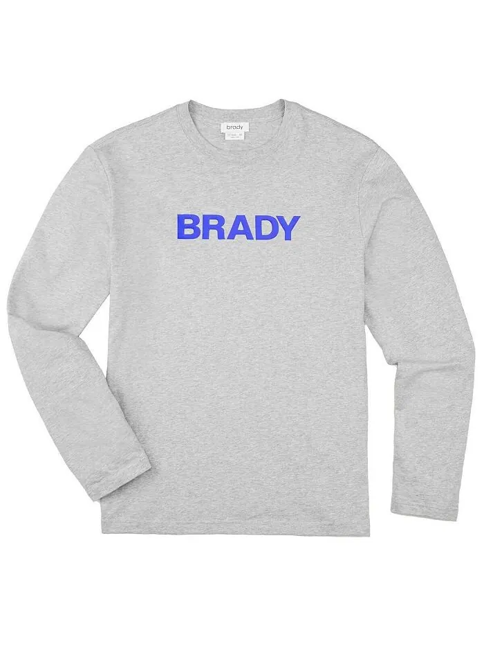Мужская серая футболка с длинным рукавом с надписью BRADY — серый