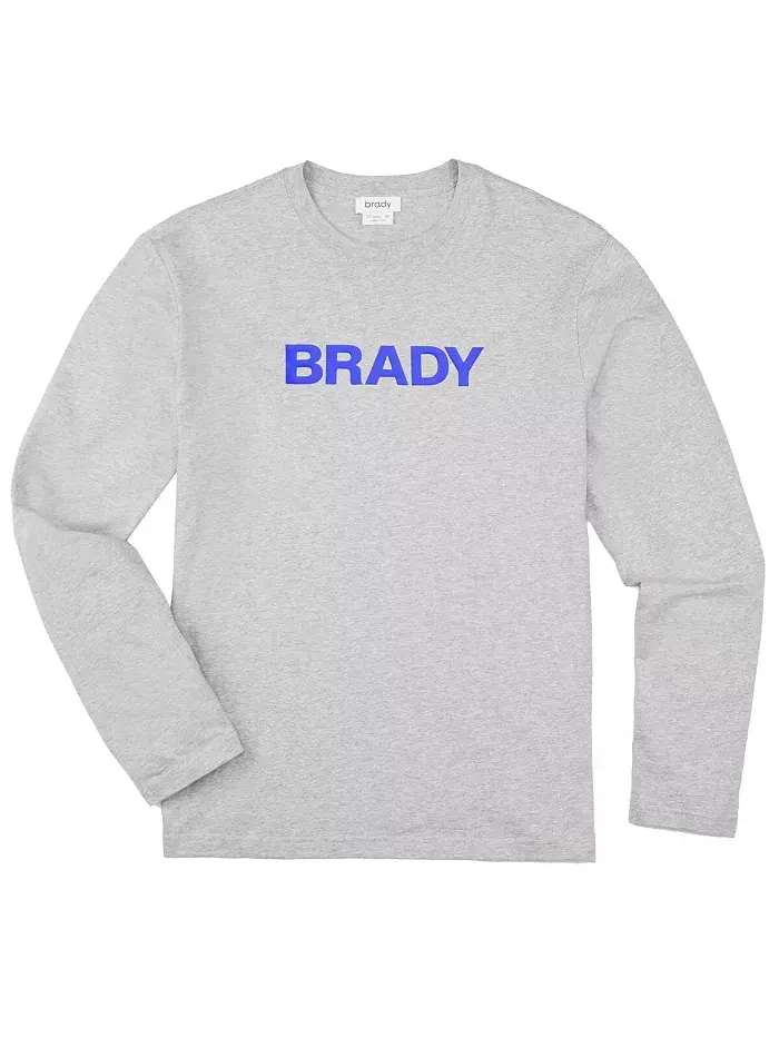 Мужская серая футболка с длинным рукавом и надписью Wordmark BRADY — без цвета