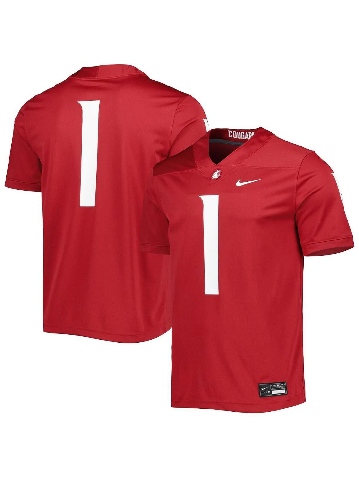 Мужская футбольная майка #1 Crimson Washington State Cougars Untouchable Nike — изображение 4 из 4, красный
