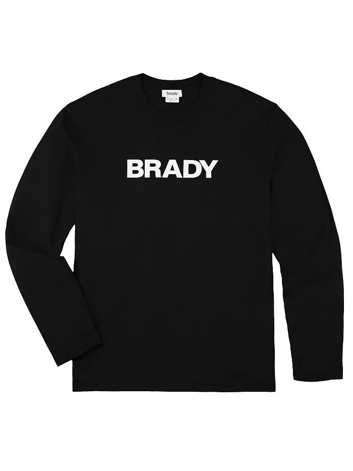 Мужская черная футболка с длинным рукавом с надписью BRADY — черный