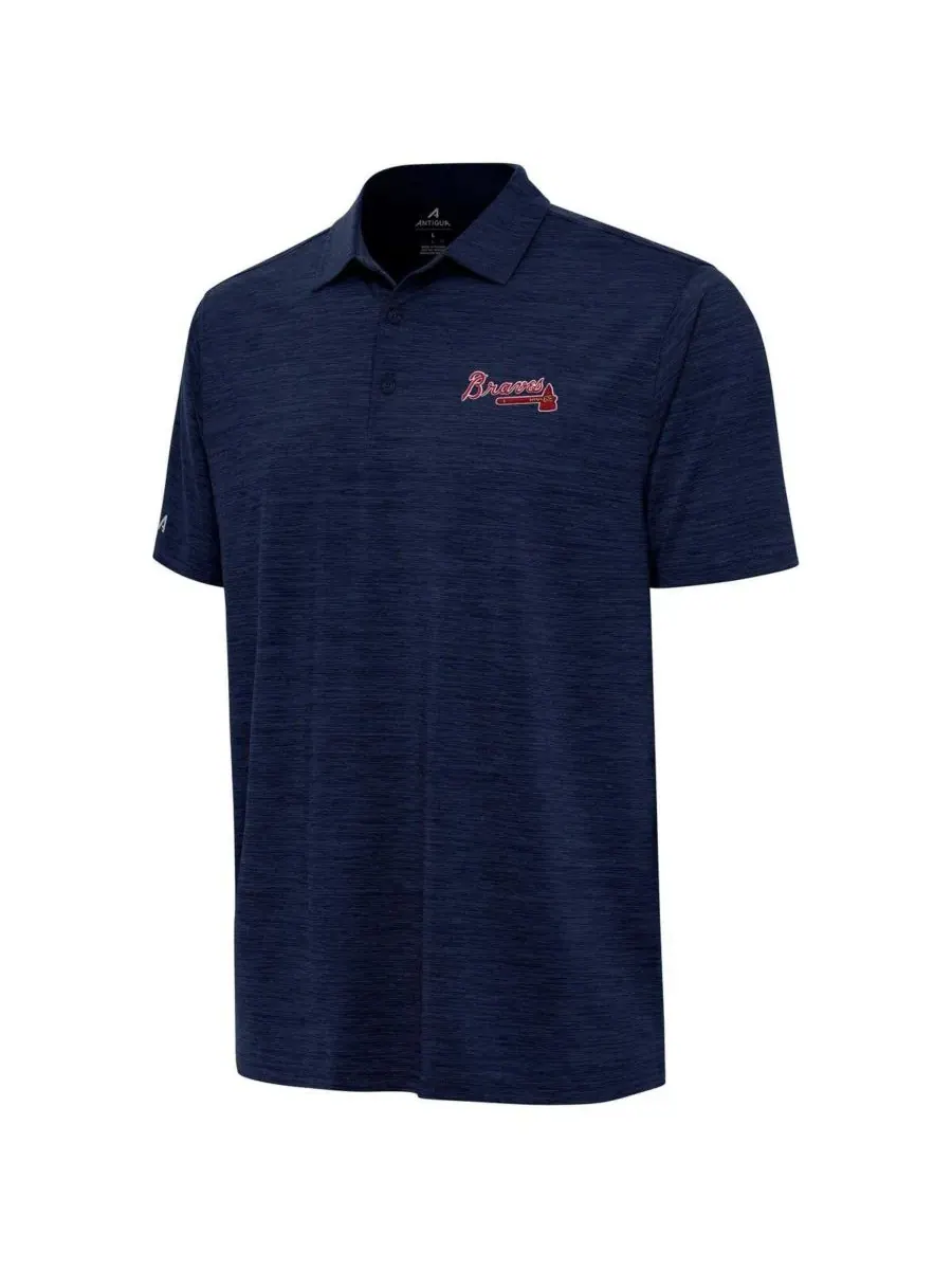 Поло с коротким рукавом Atlanta Braves Layout Heather Navy Antigua