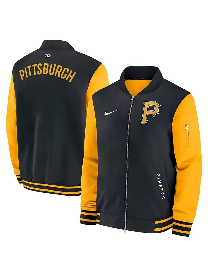 Мужская черно-золотая бейсбольная куртка-бомбер Pittsburgh Pirates Authentic Collection Dugout на