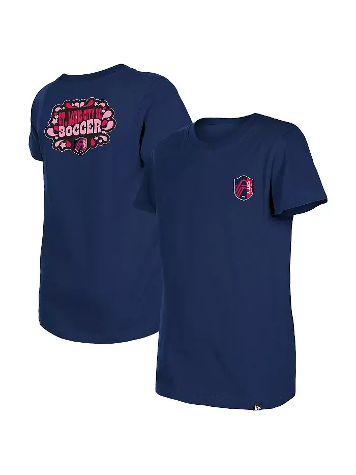Футболка Big Girls Navy St. Louis City SC Bubble Heart New Era