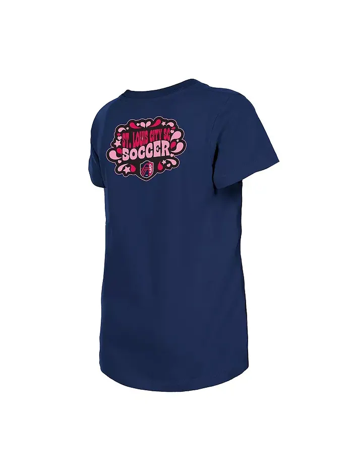Футболка Big Girls Navy St. Louis City SC Bubble Heart New Era — изображение 3 из 4