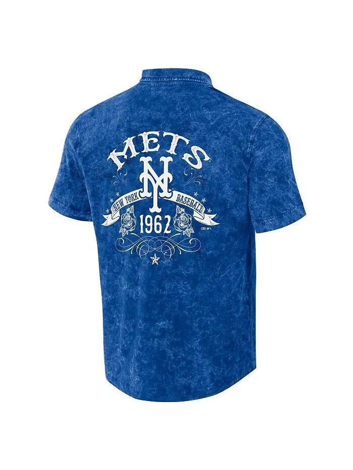 Мужская рубашка на пуговицах из коллекции Darius Rucker от Royal Distressed New York Mets Denim — изображение 3 из 3