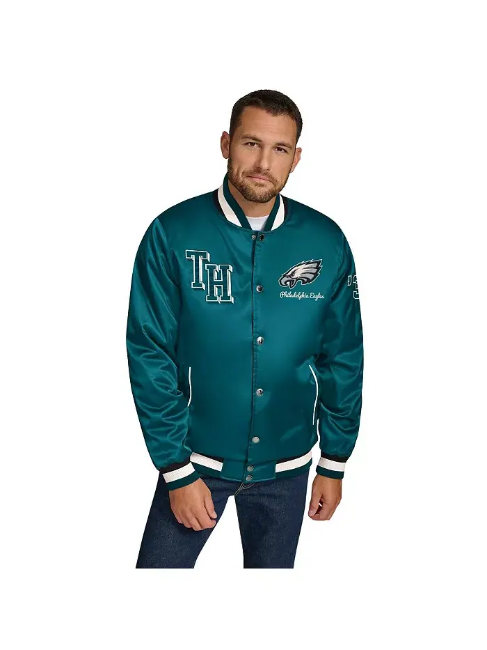 Мужская куртка Philadelphia Eagles Dante на полной застежке-молнии, цвет Midnight Green, атласная