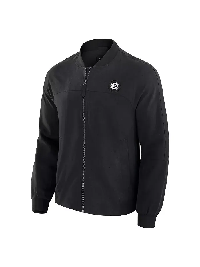 Мужская черная легкая куртка Pittsburgh Steelers Cover-4 Tri-Blend на молнии J. Palmer — изображение 3 из 3