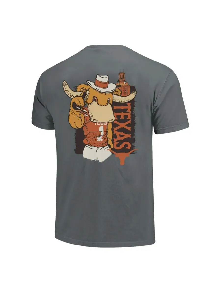 Image One Мужская и женская серая футболка с изображением талисмана команды Texas Longhorns Hyper — изображение 3 из 3, серый