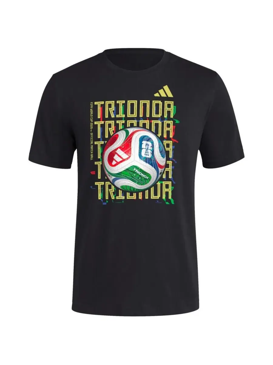 Adidas Мужская черная футболка с изображением мяча Trionda, символизирующего матч Чемпионата мира
