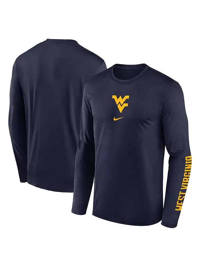 Мужская футболка с длинным рукавом West Virginia Mountaineers Primetime Center Lockup Two-Hit