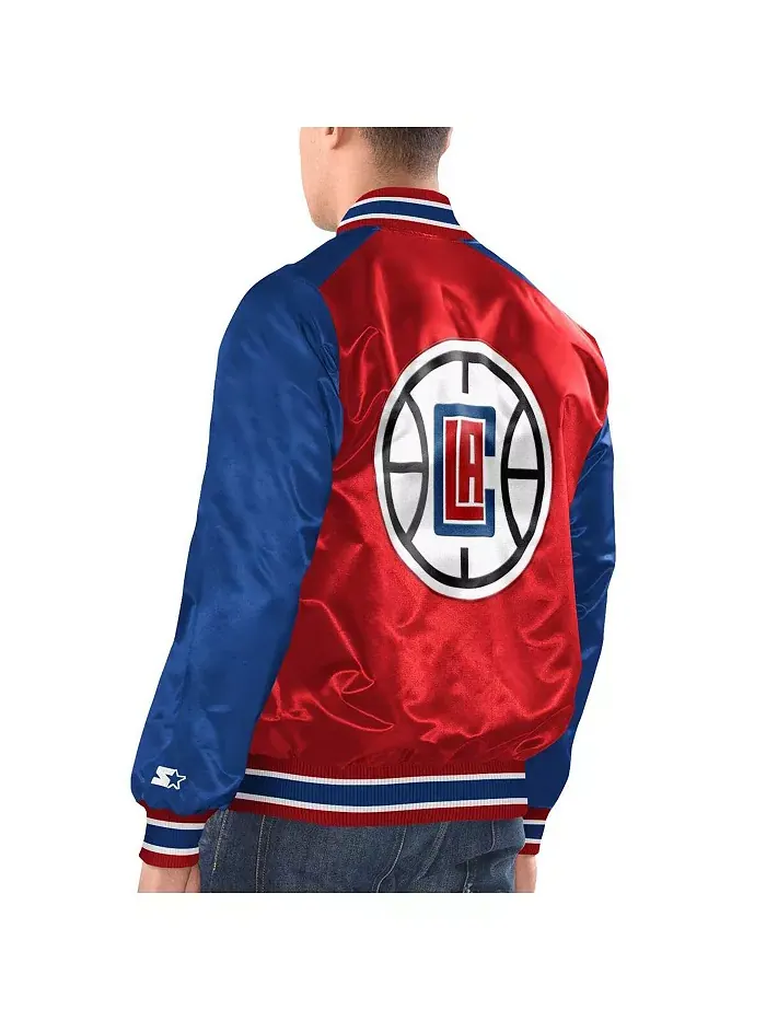Мужская красная бейсбольная куртка на молнии Renegade Satin Full-Snap в стиле LA Clippers Starter — изображение 2 из 2