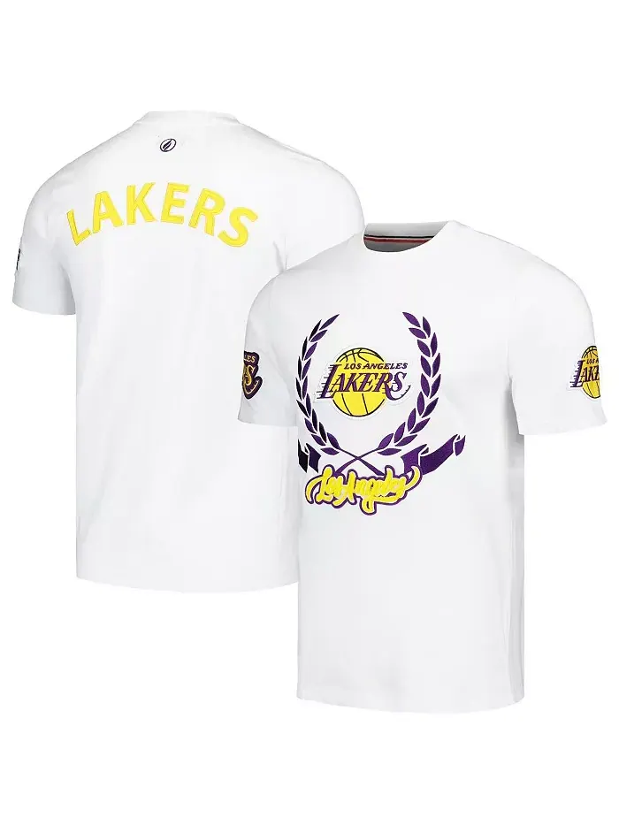 Мужская и женская белая футболка Los Angeles Lakers Heritage Crest FISLL