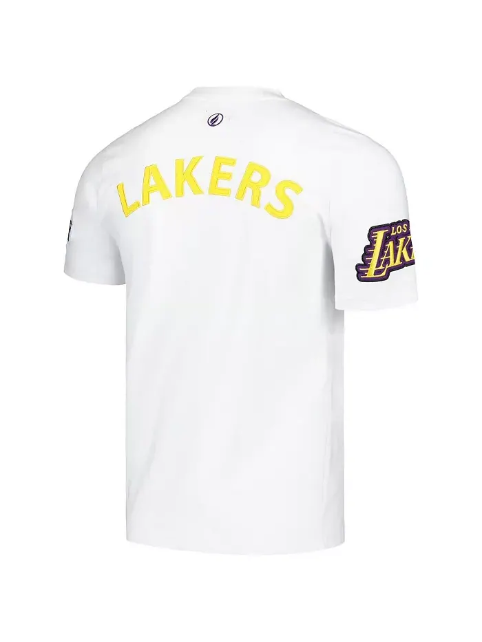Мужская и женская белая футболка Los Angeles Lakers Heritage Crest FISLL — изображение 2 из 3