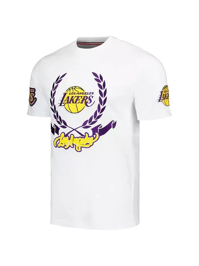Мужская и женская белая футболка Los Angeles Lakers Heritage Crest FISLL — изображение 3 из 3