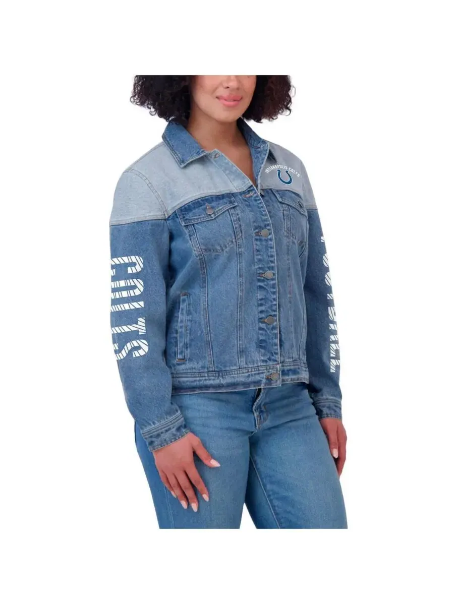 Женская джинсовая куртка Indianapolis Colts на пуговицах Wear By Erin Andrews, деним — изображение 3 из 4, джинсовый синий