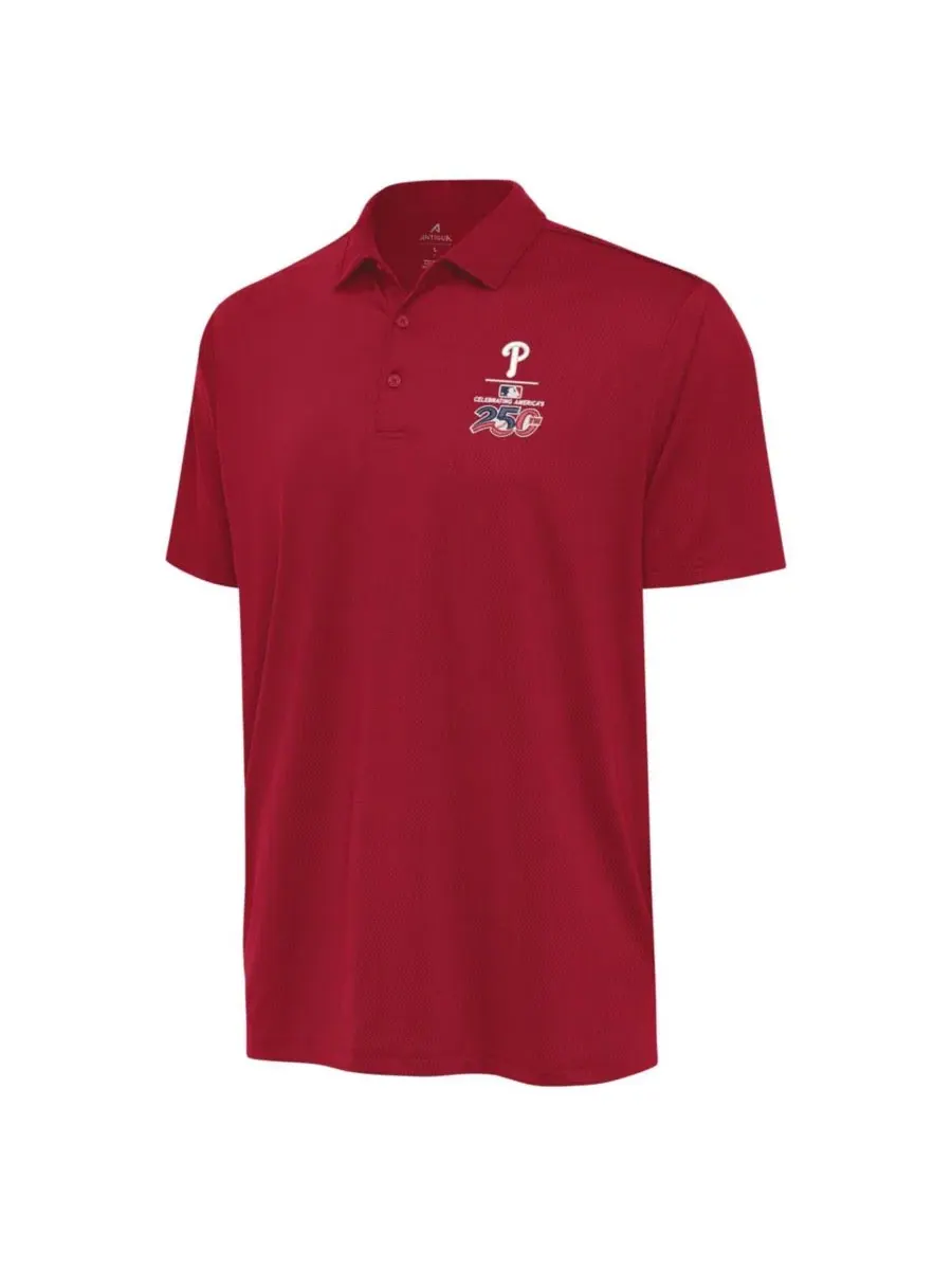 Мужское поло с вышивкой Philadelphia Phillies, модель Celebrating America's 250th Ellipse Antigua — изображение 3 из 4
