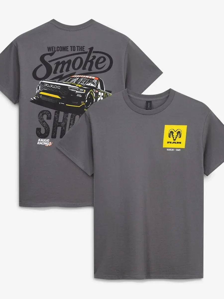 Футболка с коротким рукавом с принтом Tony Stewart 25 Smoke Show Kaulig Racing — серый