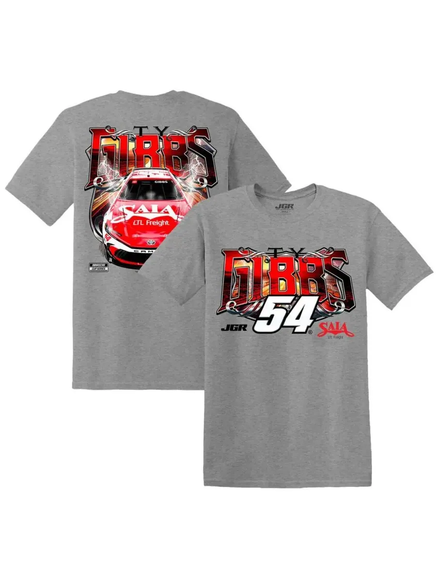 Joe Gibbs Racing Team Collection Мужская футболка Ty Gibbs Saia Car серого цвета меланжевого оттенка — серый