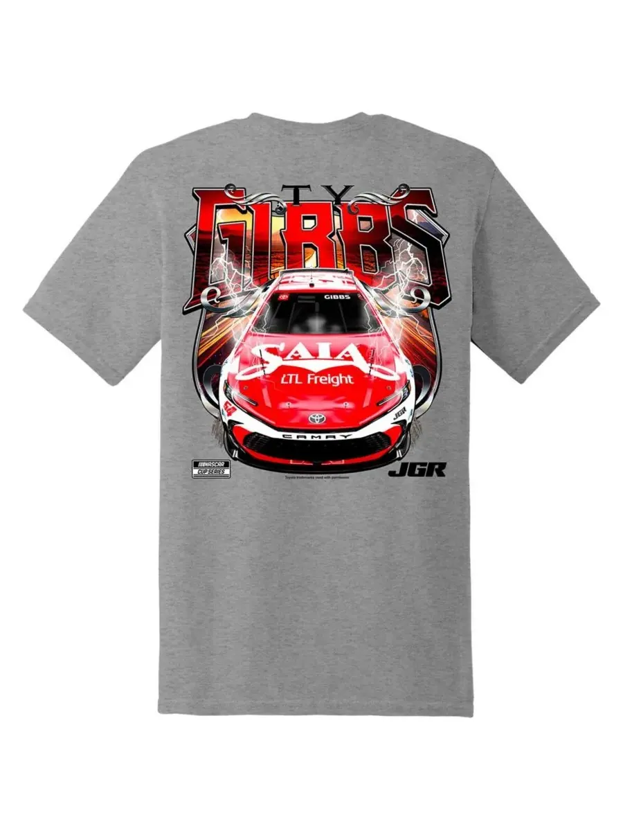 Joe Gibbs Racing Team Collection Мужская футболка Ty Gibbs Saia Car серого цвета меланжевого оттенка — изображение 2 из 3