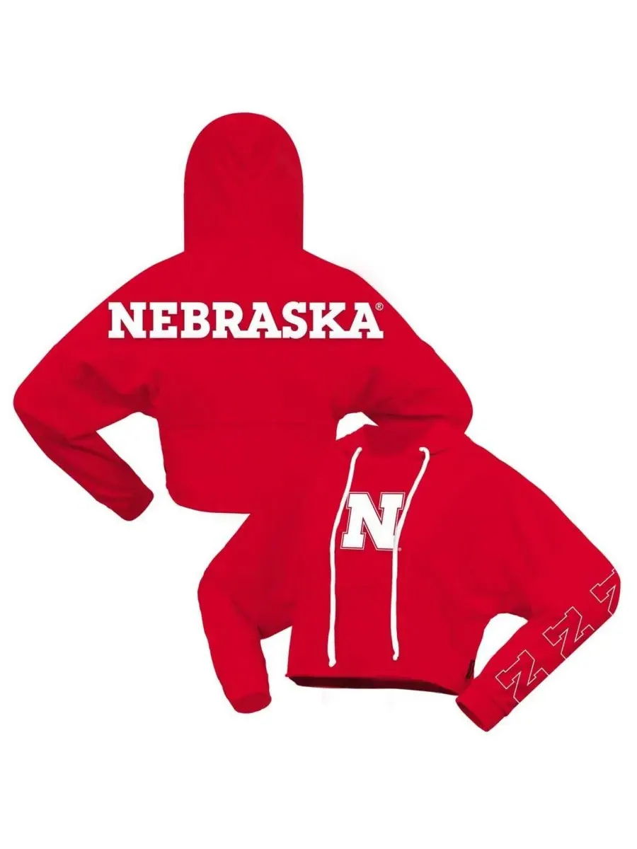 Женская толстовка с капюшоном Scarlet Nebraska Huskers, укороченная, свободного кроя Spirit Jersey — красный