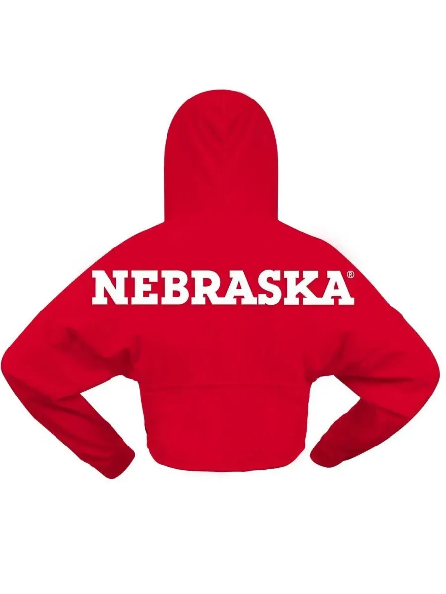 Женская толстовка с капюшоном Scarlet Nebraska Huskers, укороченная, свободного кроя Spirit Jersey — изображение 3 из 3, алый