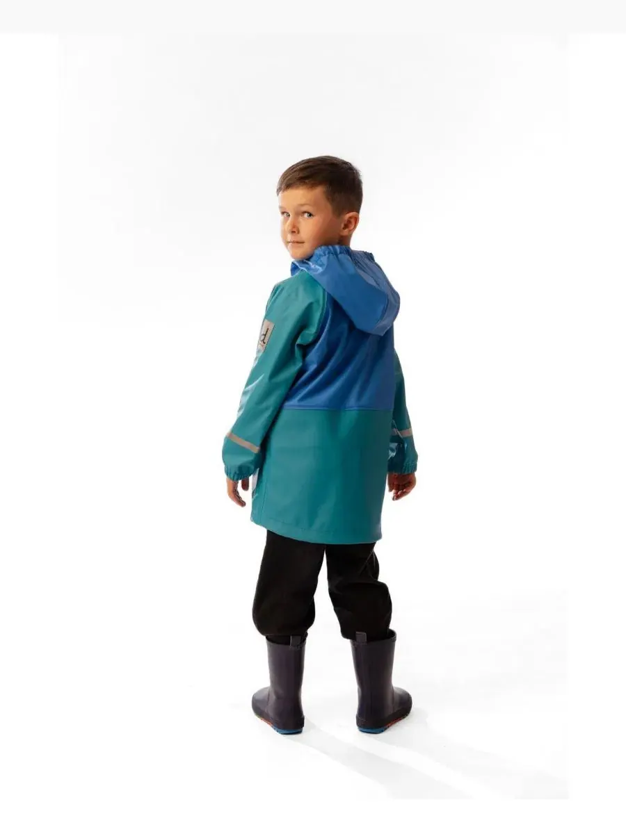 Детский дождевик с принтом, модель Rain Jacket Deux par Deux, Dark Turquoise — изображение 3 из 3