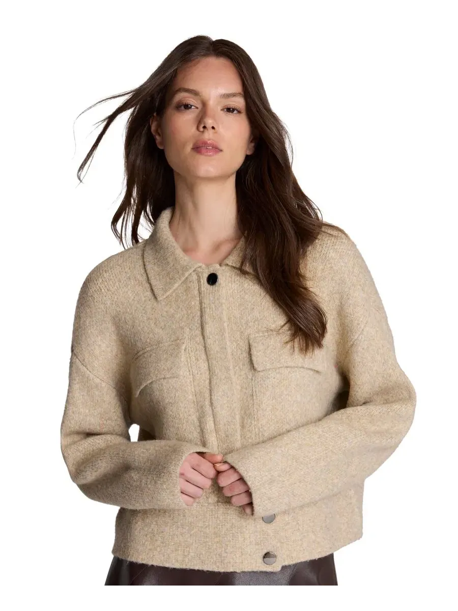 Женская куртка из рибаны с длинным рукавом, модель Utility Jacket Kenneth Cole, Driftwood Heather — изображение 1 из 6