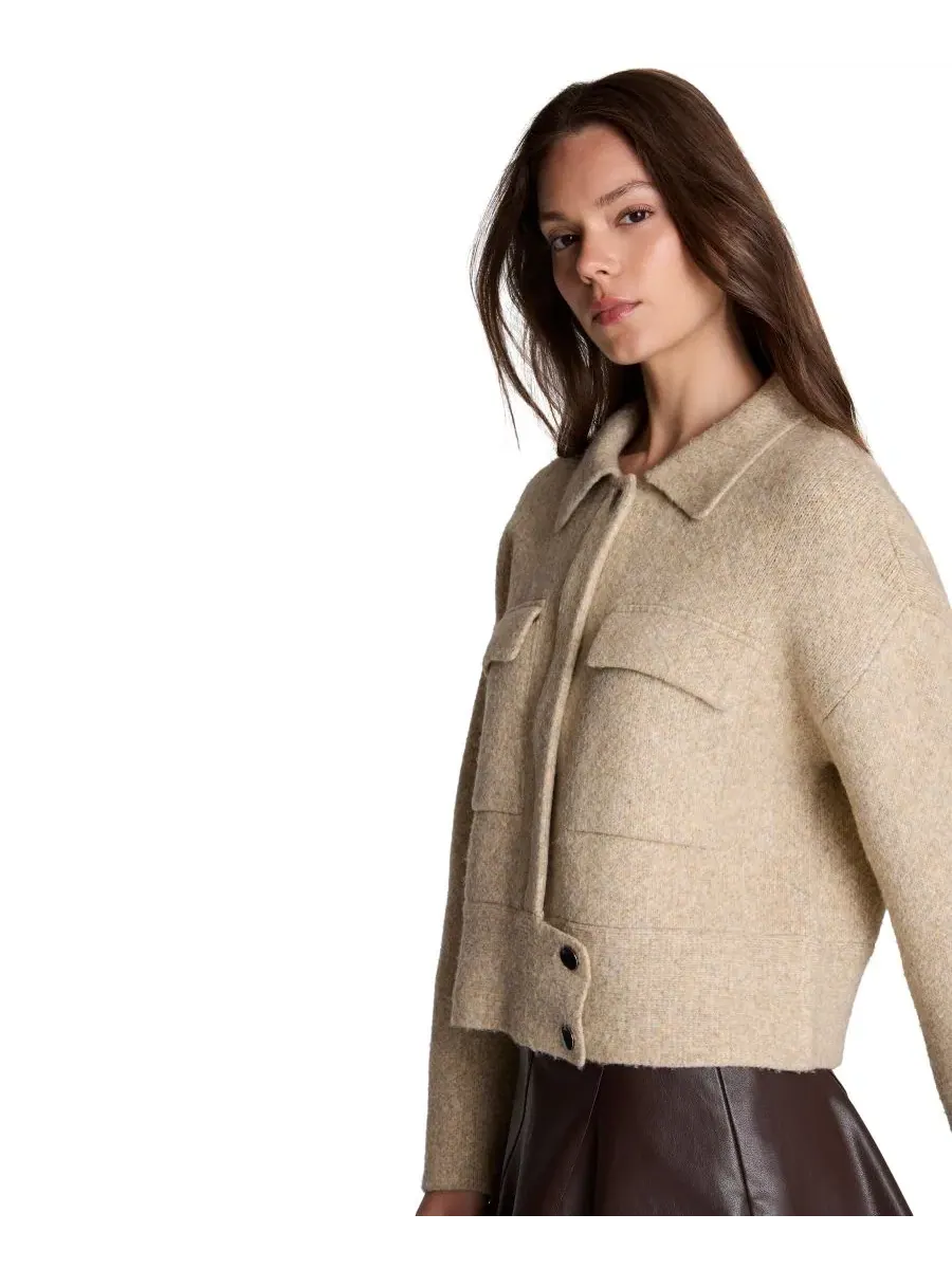 Женская куртка из рибаны с длинным рукавом, модель Utility Jacket Kenneth Cole, Driftwood Heather — изображение 4 из 6