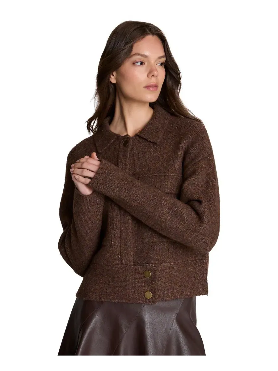Женская куртка-утилити из рибаны с длинным рукавом Kenneth Cole, Medium Bark Heather — изображение 2 из 6