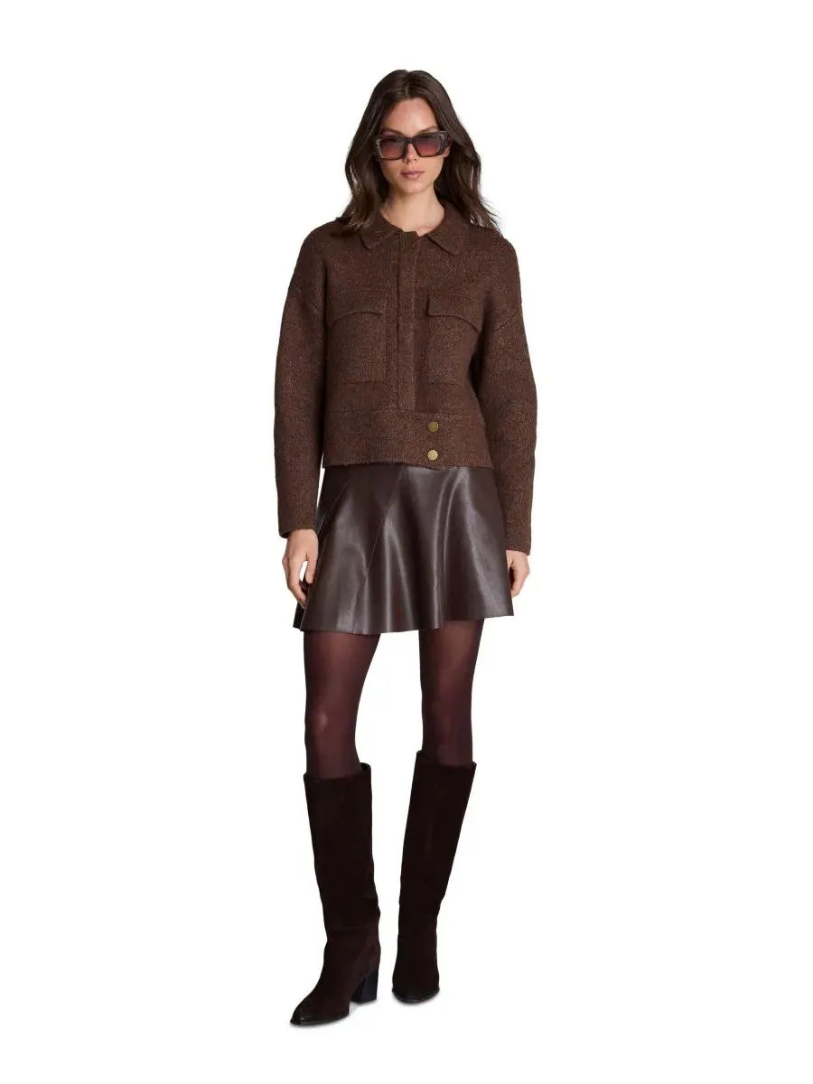 Женская куртка-утилити из рибаны с длинным рукавом Kenneth Cole, Medium Bark Heather — изображение 3 из 6