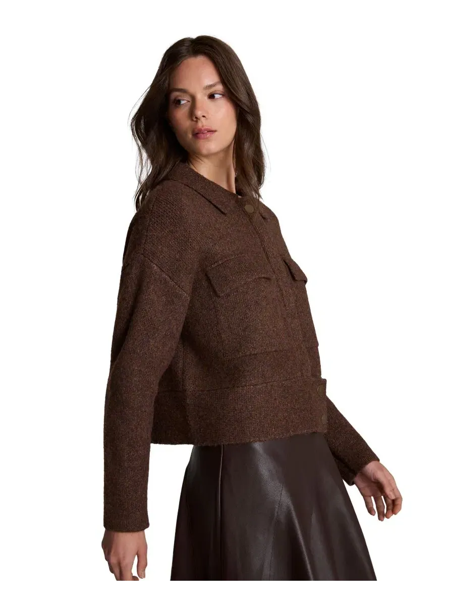 Женская куртка-утилити из рибаны с длинным рукавом Kenneth Cole, Medium Bark Heather — изображение 4 из 6