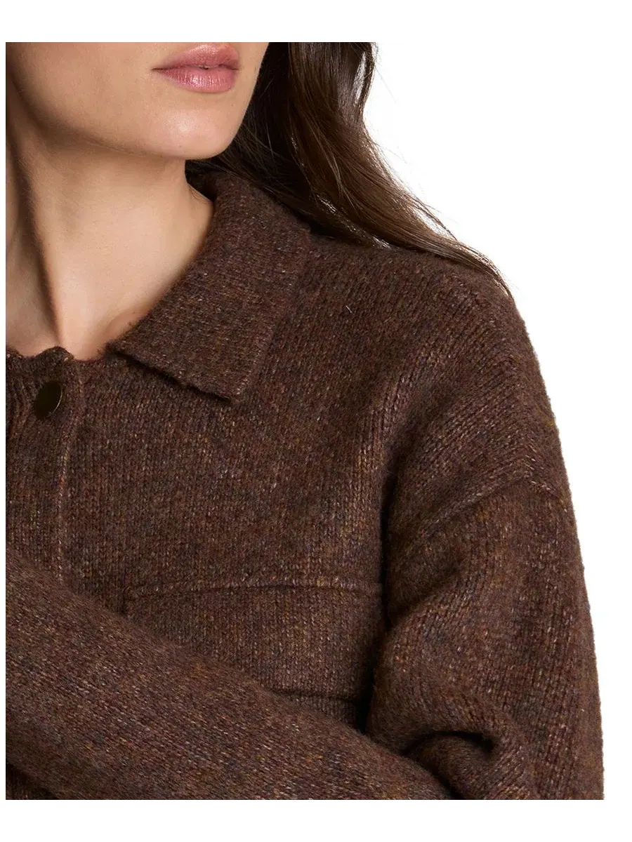 Женская куртка-утилити из рибаны с длинным рукавом Kenneth Cole, Medium Bark Heather — изображение 5 из 6